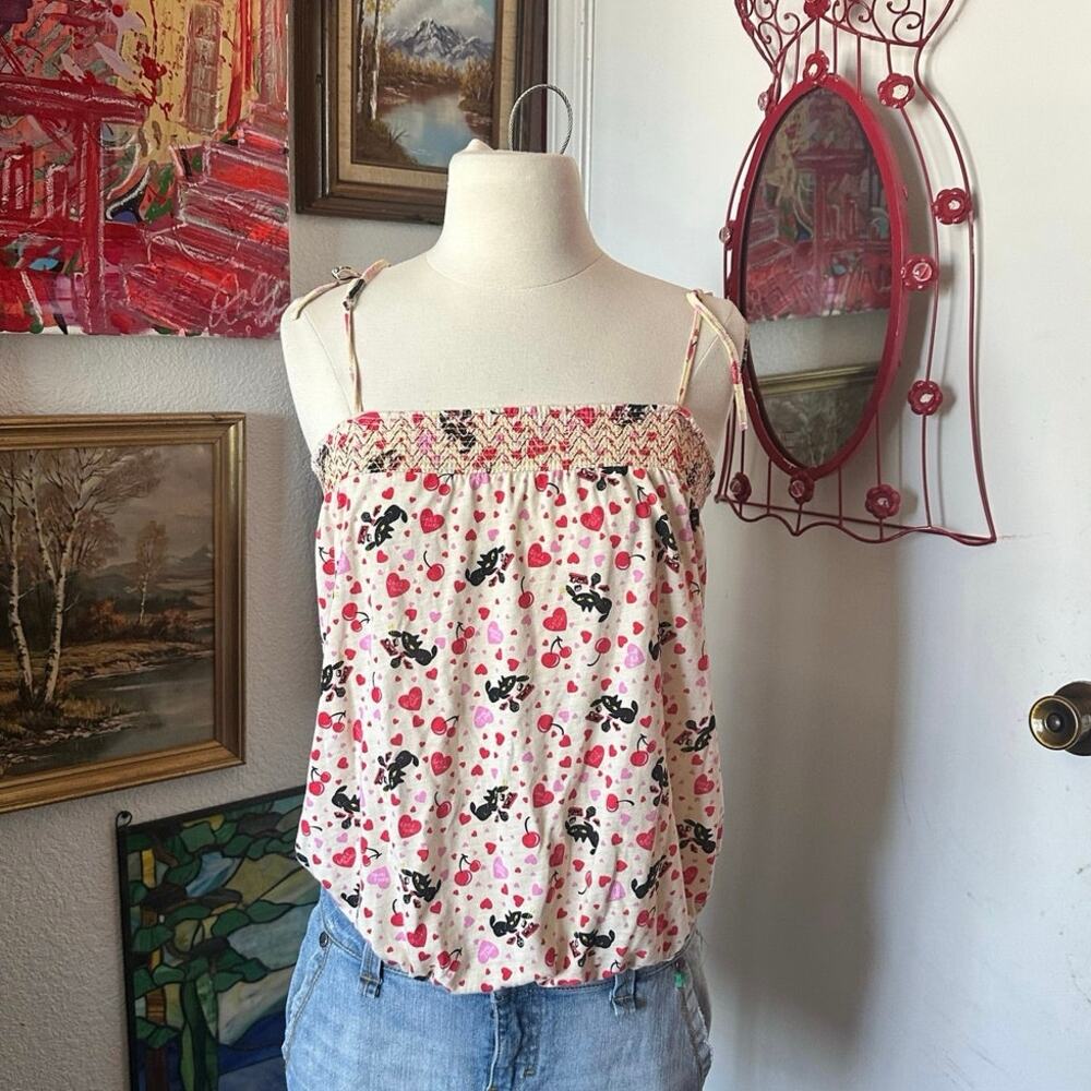 julius & friends cat heart graphic yellow tank top